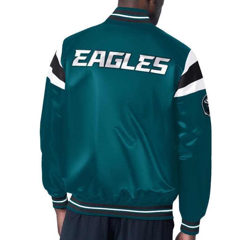 Shop Starter Midnight Green Philadelphia Eagles Satin Full-snap Varsity Jacket