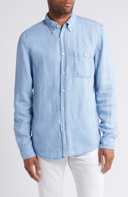 Shop Hugo Boss Boss Roan Chambray Button-down Shirt In Open Blue