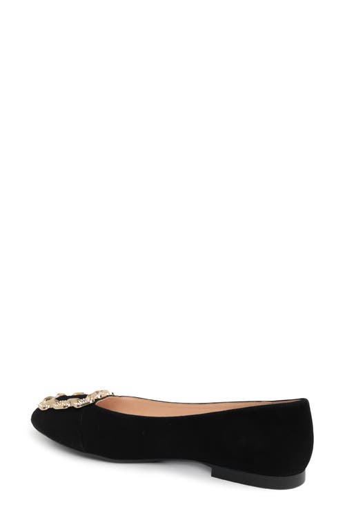 Shop Patricia Green Celine Chain Link Flat In Black Suede
