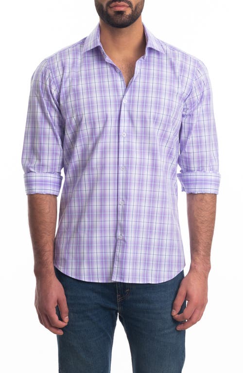 Jared Lang Trim Fit Plaid Button-Up Shirt in Purple Check