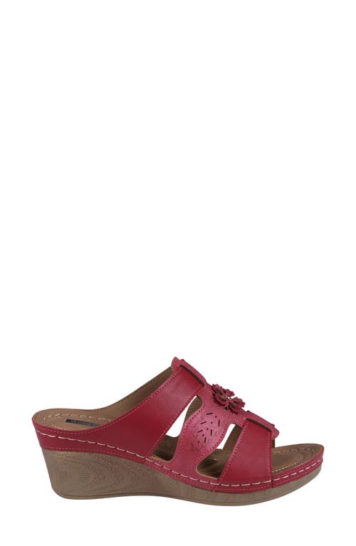 Gc Shoes Spring Red Open Toe Triple Band Flower Wedge Sandals In Red