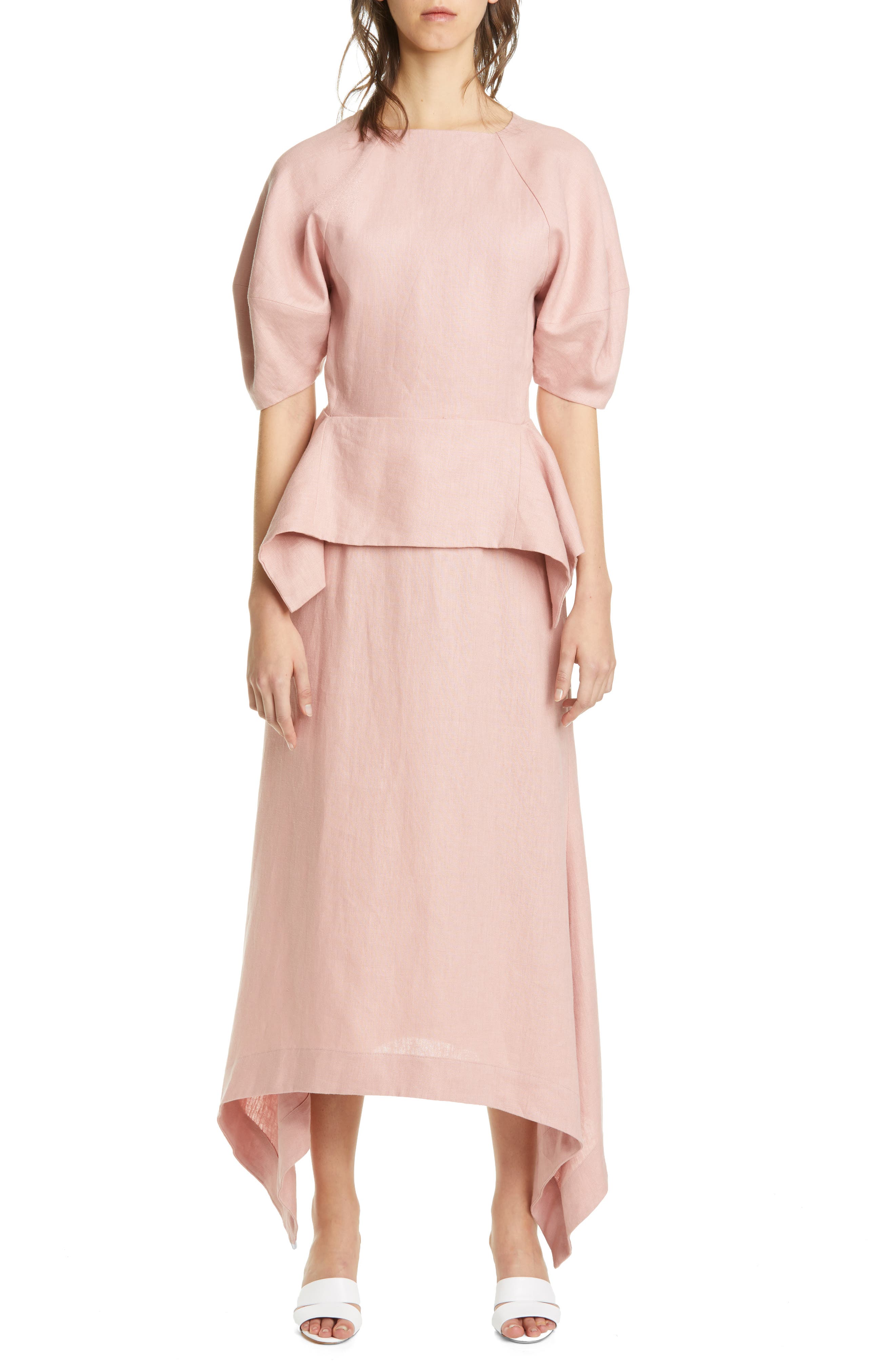 dusty pink linen dress