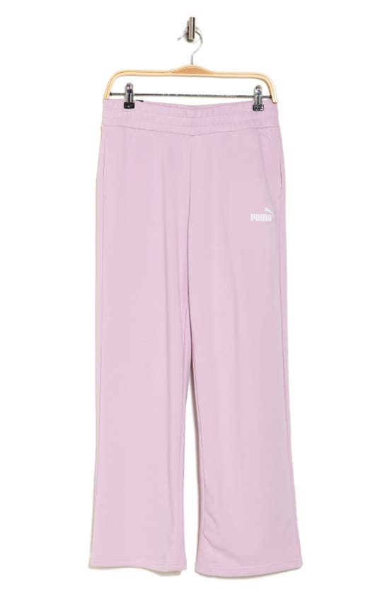 Puma Essential French Terry Wide Leggings In Grape Mist