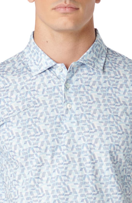 Shop Bugatchi Victor Ooohcotton® Geo Print Polo In Aqua