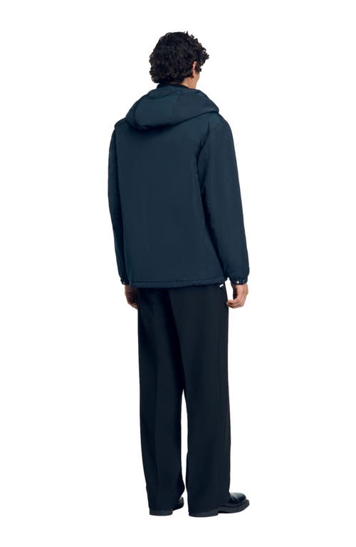 Shop Sandro Hooded Jacket In Blue Prusse