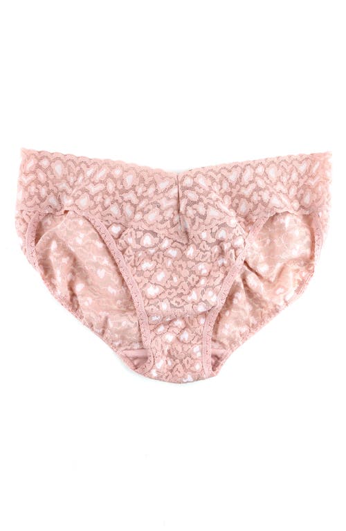 Shop Hanky Panky X-dye Leopard Print Lace Vikini In Desert Rose/white