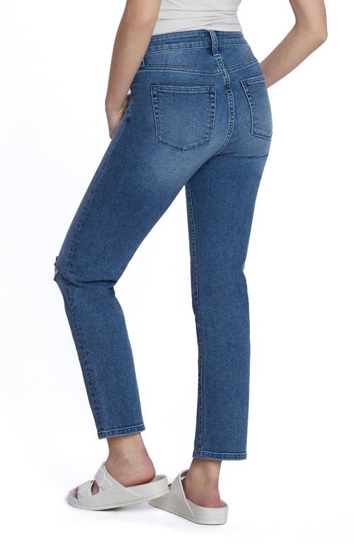 Hint Of Blu Serene Mid Rise Crop Straight Leg Jeans In Crop Blue