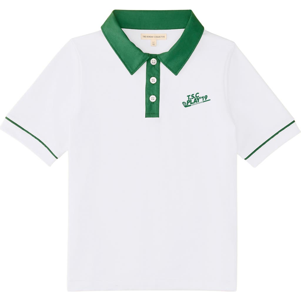 The Sunday Collective Kids' Performance Play Polo in White