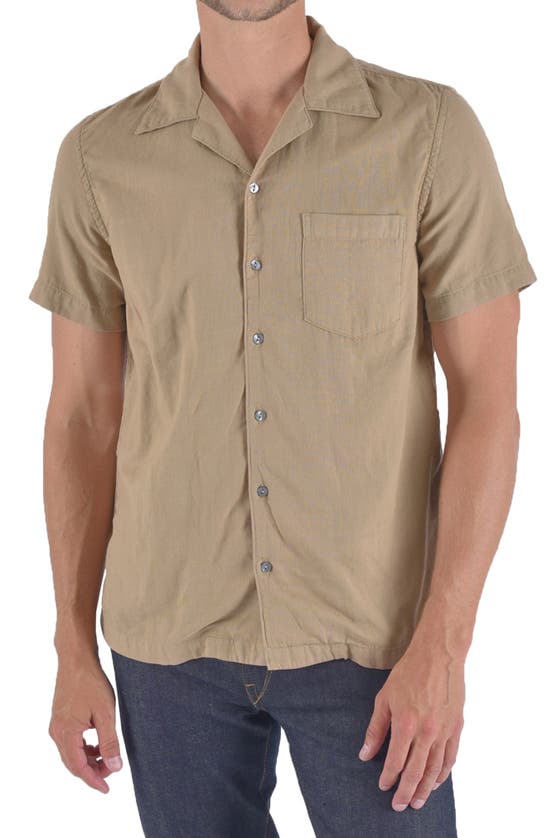 Shop Hiroshi Kato The Wrench Solid Double Gauze Camp Shirt In Sand