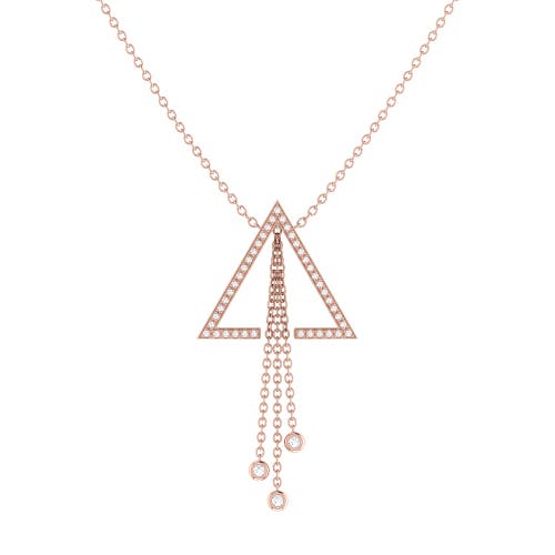 Luvmyjewelry Skyline Triangle Bolo Adjustable Diamond Lariat Necklace In 14k Rose Gold Vermeil On St In 14kt Rose Gold Vermeil