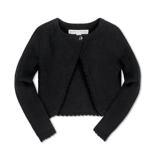 Shop Hope & Henry Baby Girls' Organic Cropped Milano Cardigan, Infant In Black Scallop Edge