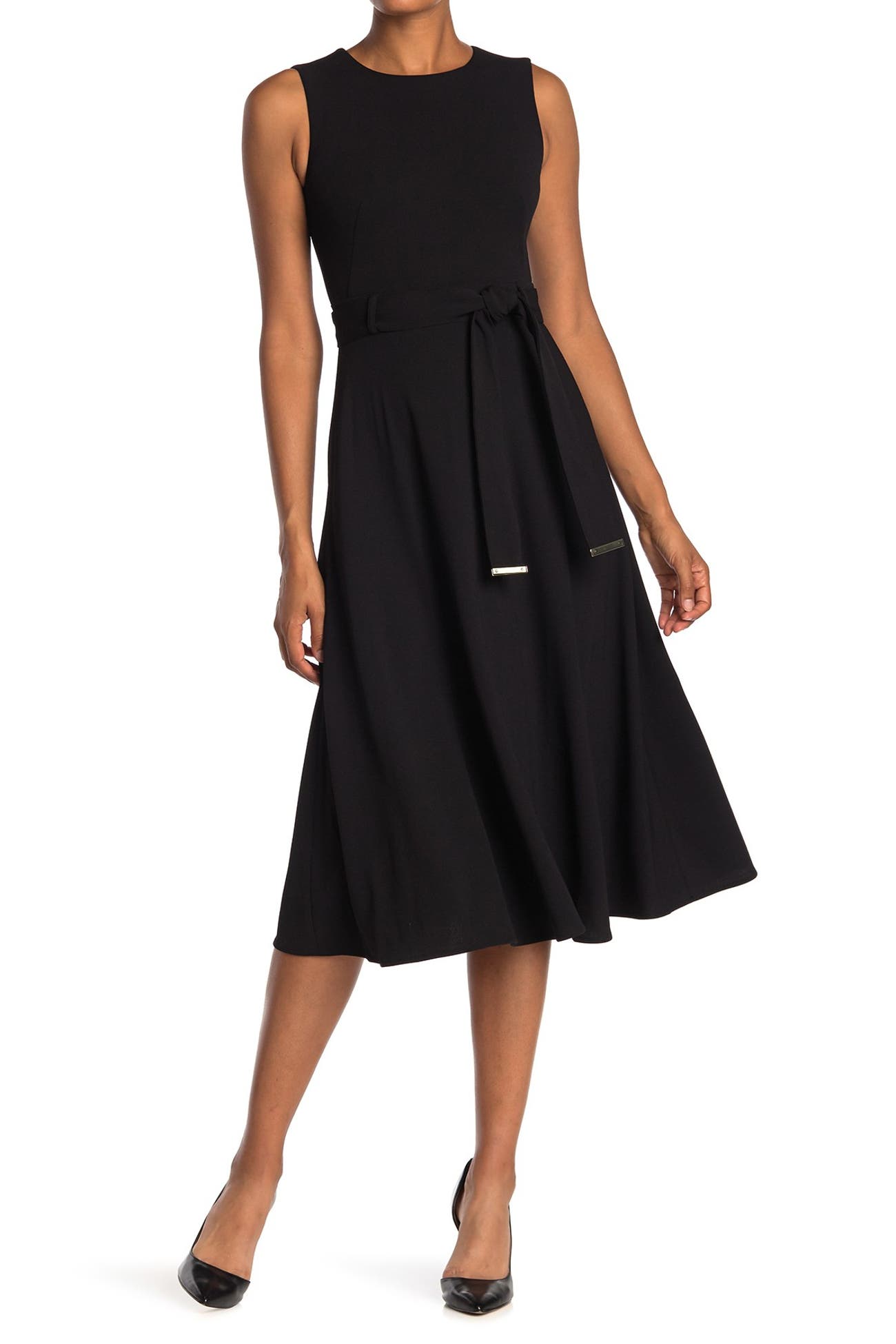 Calvin Klein Belted Sleeveless Midi Dress Nordstrom Rack 2791