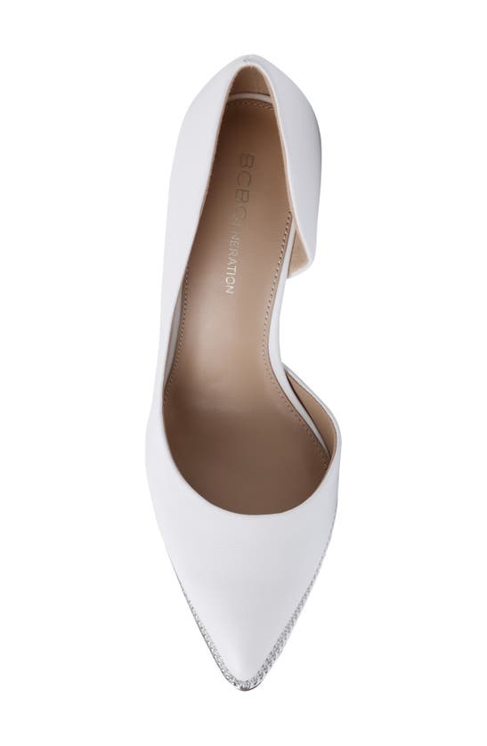 Shop Bcbgeneration Harnoy Half D'orsay Pointed Toe Pump In Bright White Faux Leather