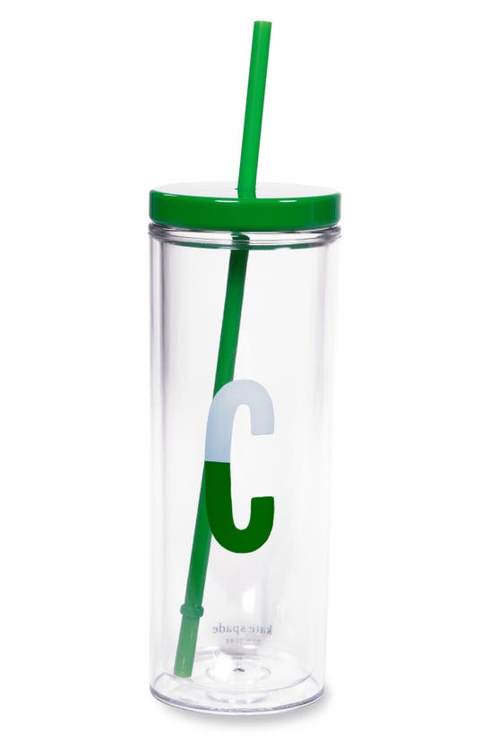 Kate Spade New York Initial 'c' 20oz. Straw Tumbler In Green