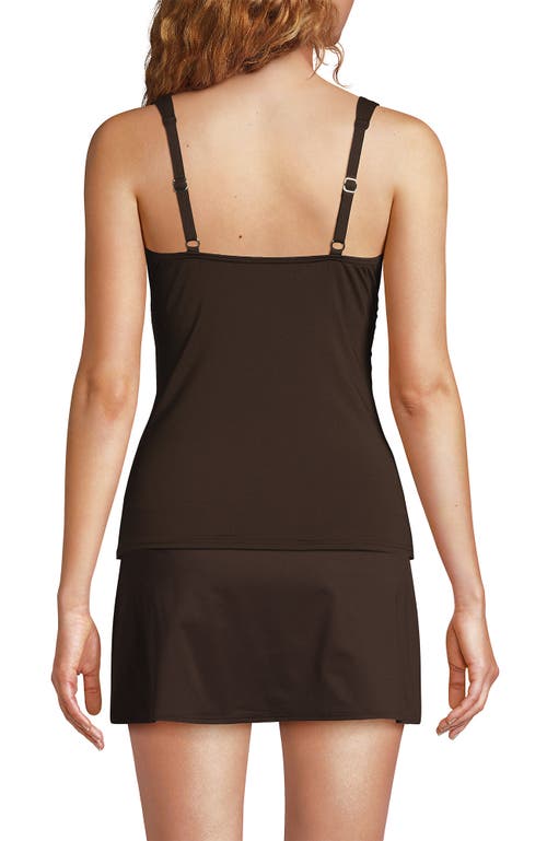 Shop Lands' End Wrap Underwire Tankini Top Swimsuit In Rich Coffee