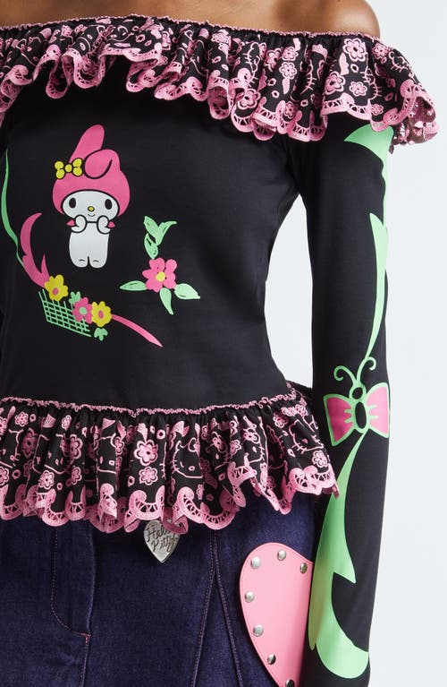 Chopova Lowena X Sanrio Rivals Long Sleeve Jersey Top In Black