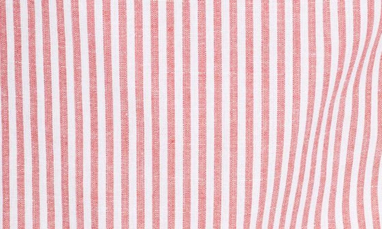 1901 Stripe Belted Shirtdress In Red- White