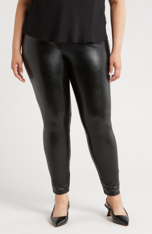 Lyssé Plus Size Textured Faux-leather Leggings In Kohl Black