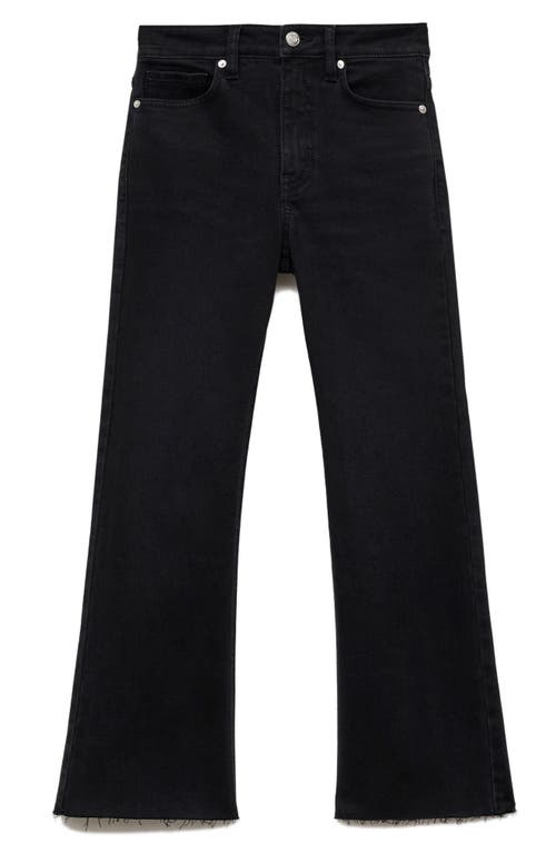 Shop Mango Sienna Raw Hem Crop Flare Jeans In Black Denim