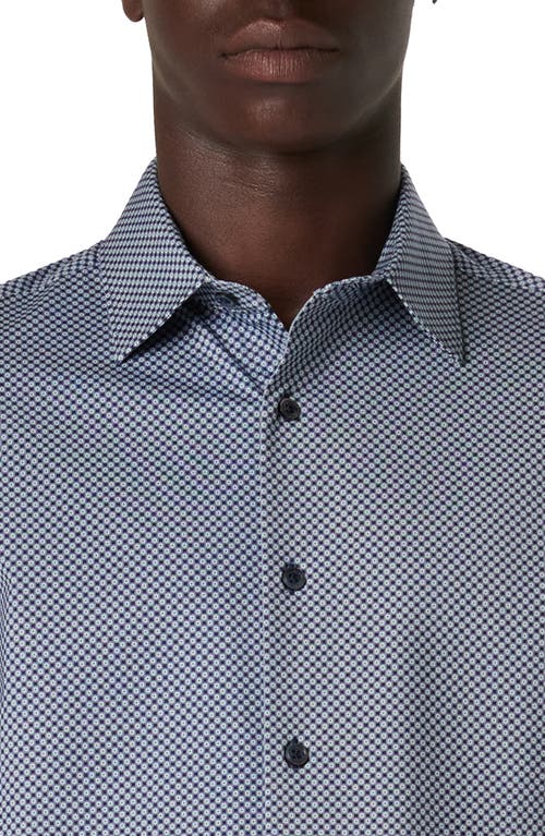 Shop Bugatchi Miles Ooohcotton® Geo Print Short Sleeve Button-up Shirt In Navy