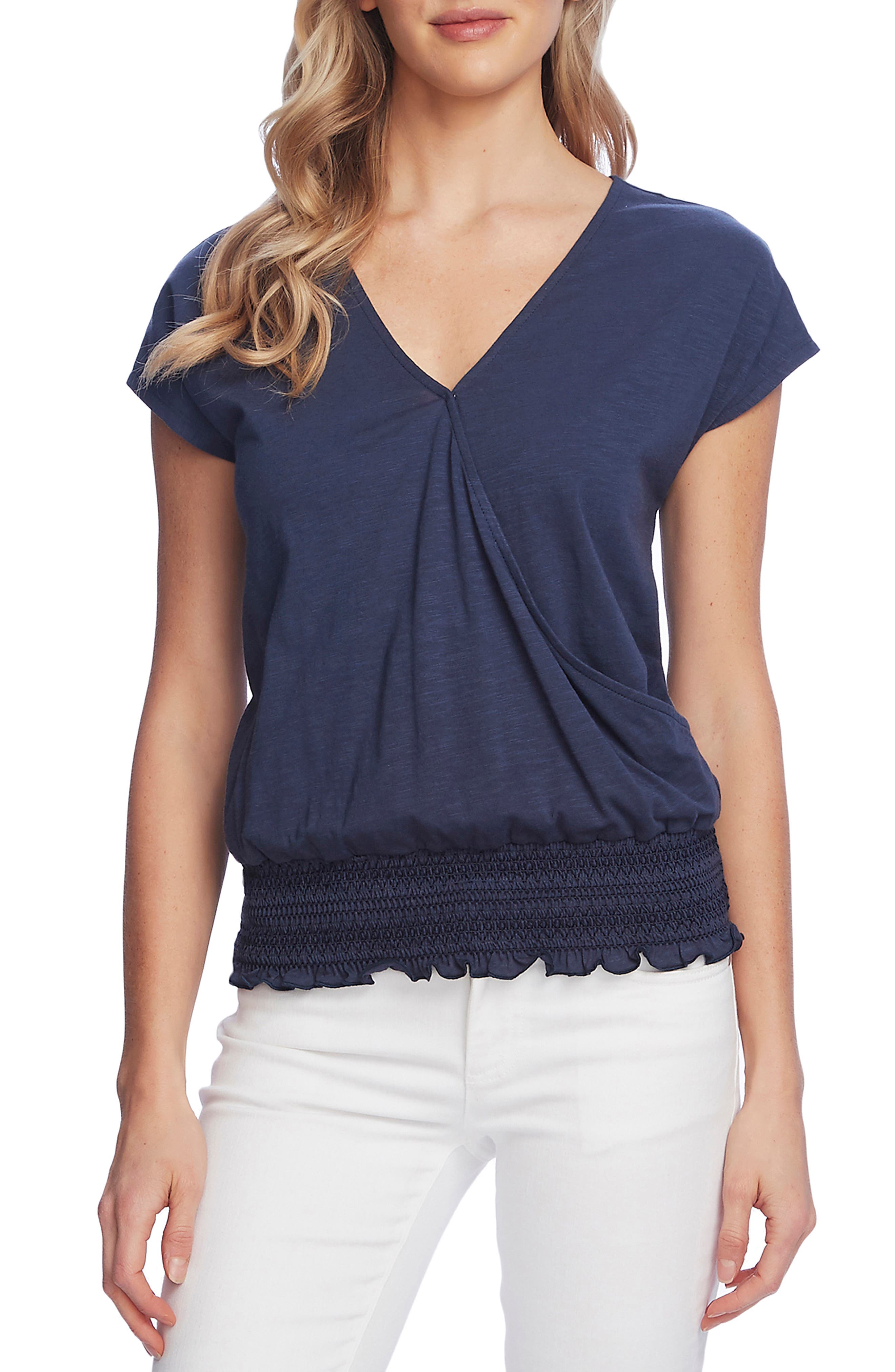 blue cap sleeve top