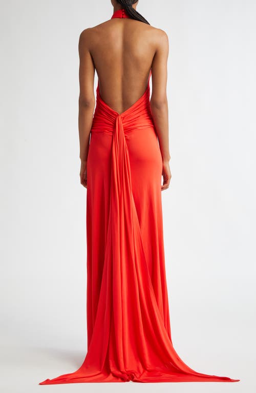 Shop Staud Julius Halter Maxi Dress In Red Rose