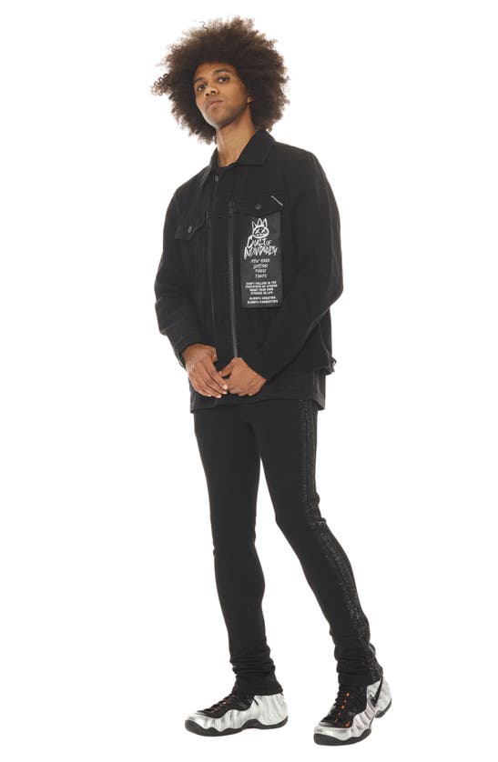 Cult Of Individuality Punk Crystal Embellished Stretch Super Skinny Jeans In Crystal