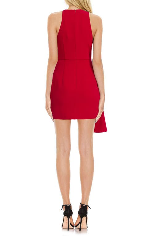 Shop Jewel Badgley Mischka Side Drape Minidress In Red