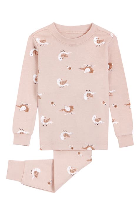 Bird Print Fitted Two-Piece Organic Cotton Pajamas (Baby)