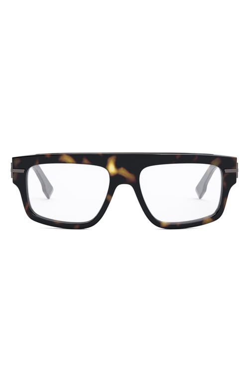 'Fendigraphy 54mm Rectangular Optical Glasses in Dark Havana at Nordstrom