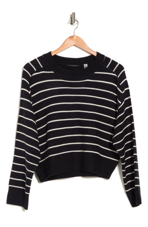 Shop T Tahari Saddle Stripe Long Sleeve Sweater In Navy/cream Stripe