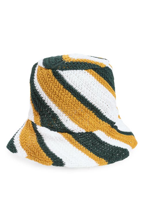 Shop Marni Stripe Cotton Knit Bucket Hat In Turquoise