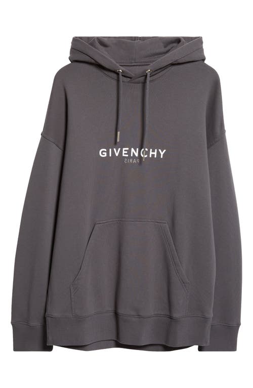 Givenchy Slim Fit Reverse Cotton Logo Hoodie In Charcoal