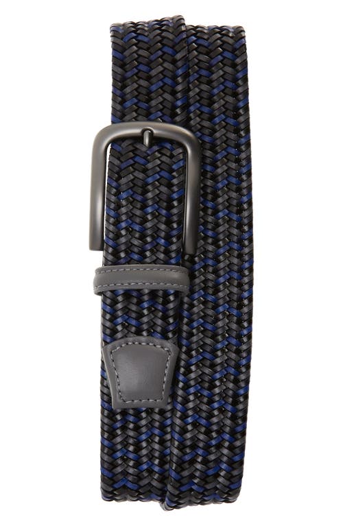 Braided Leather Belt in Black/Navy/Grey