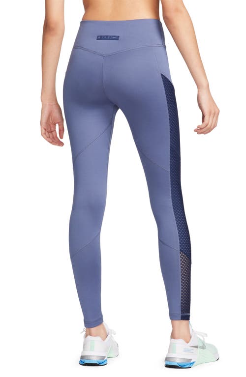 Shop Nike Therma-fit One Pocket Training Leggings In Diffused Blue/midnight Navy