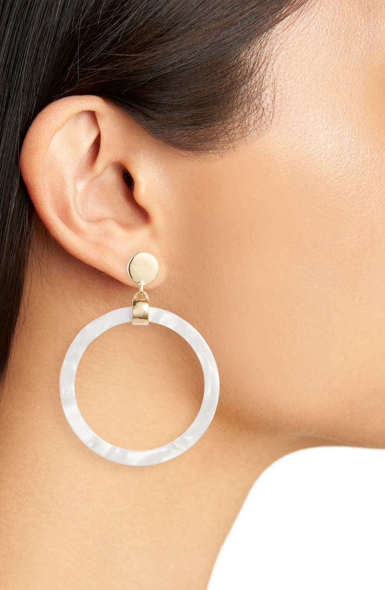 Rooftop Hoop Earrings, Alternate, color, WHITE