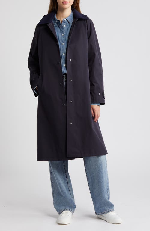 Sam Edelman Mac Longline Coat With Removable Hood In Navy