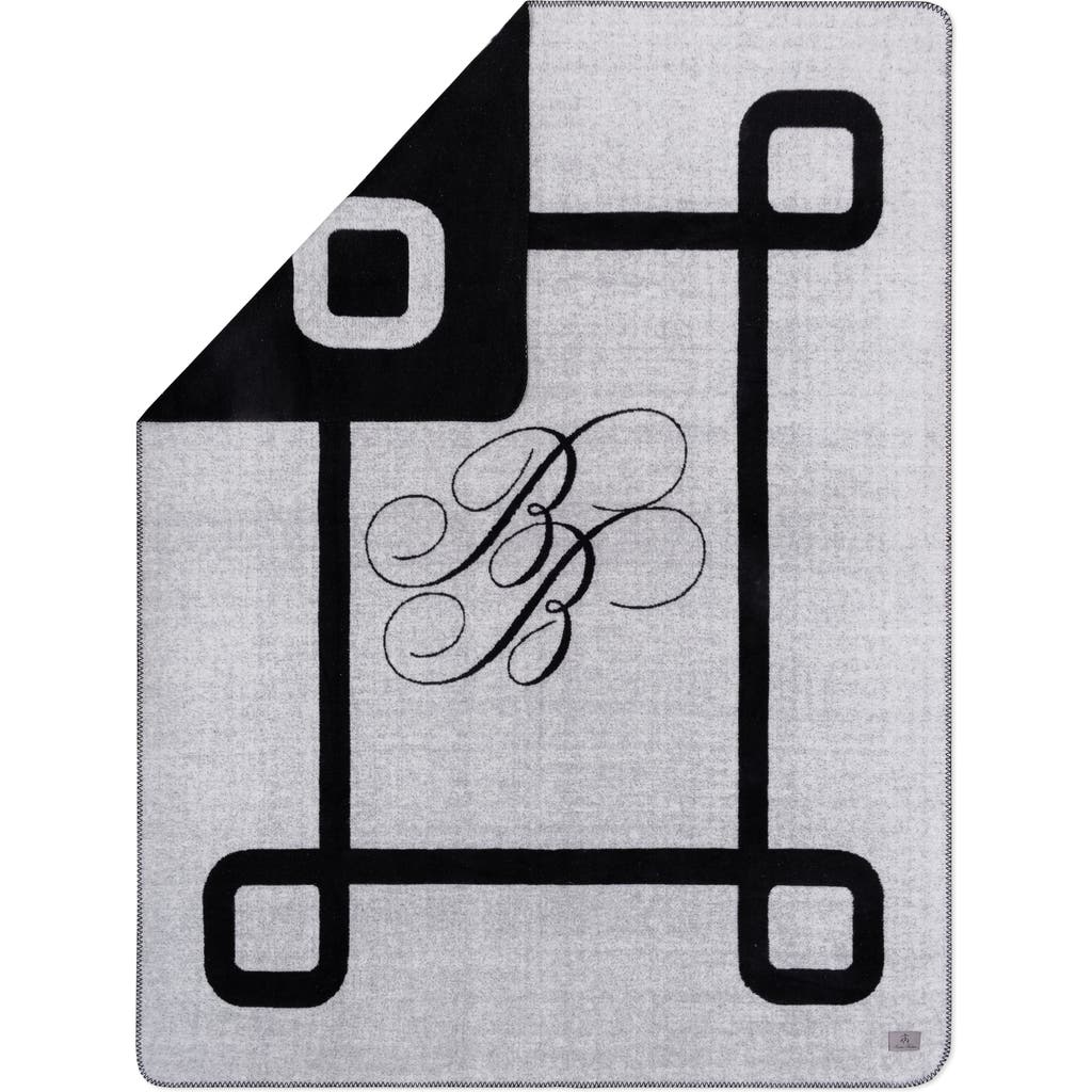 Brooks Brothers Bb Monogram Throw Blanket In Black