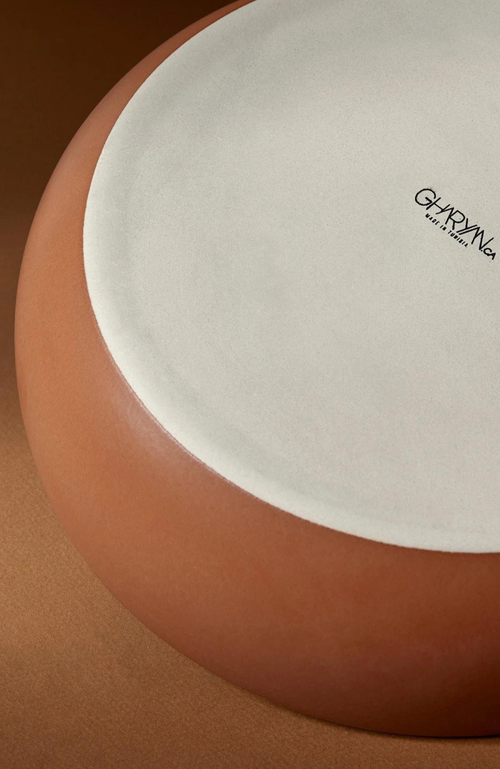 Gharyan Stoneware Shallow Stoneware Serving Bowl In Terracotta
