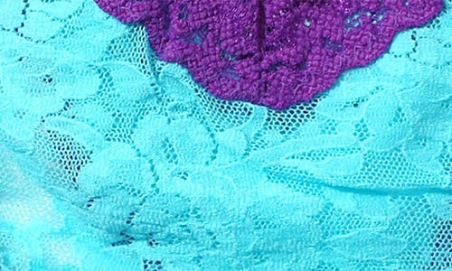 Hanky Panky Signature Lace Original Rise Thong In Beau Blue/vivacious Violet