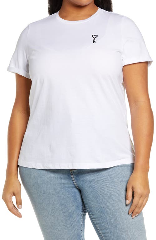 Elas Heart Key Cotton T-Shirt in Bright White