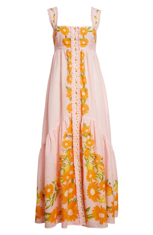 Shop Farm Rio Papaya Salad Tie Back Button Front Sundress In Pink