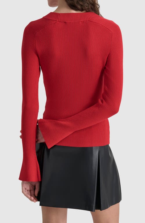 Shop Dkny Cutout Bell Sleeve Sweater In Red Light