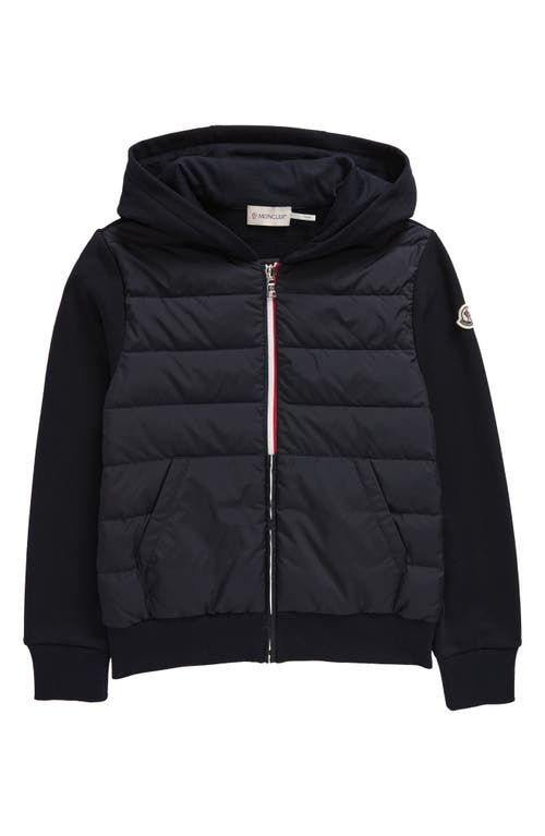 Moncler Kids' Down Fill Hoodie Blue Navy at Nordstrom,