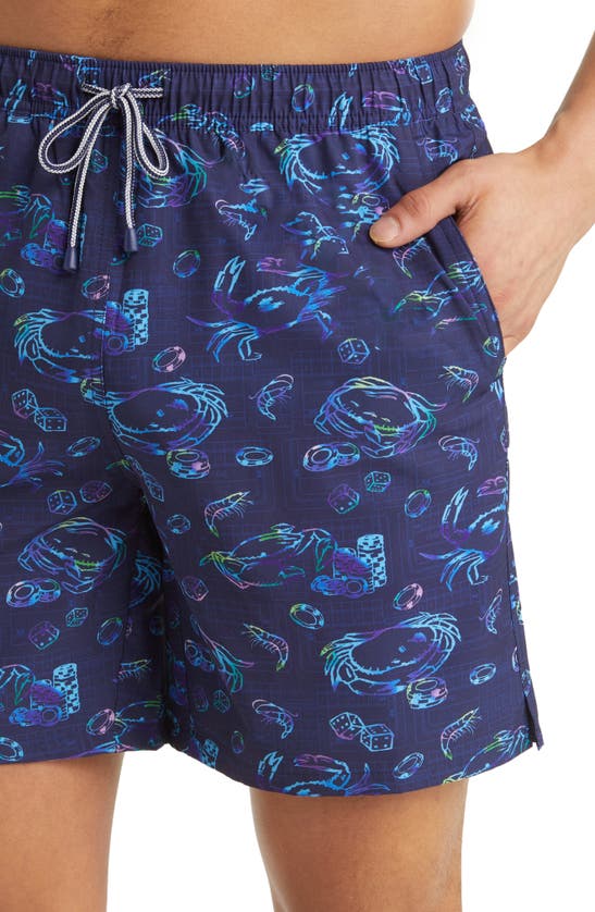 Peter Millar Men's Crabs And Craps Swim Trunks, 7" Inseam In Navy