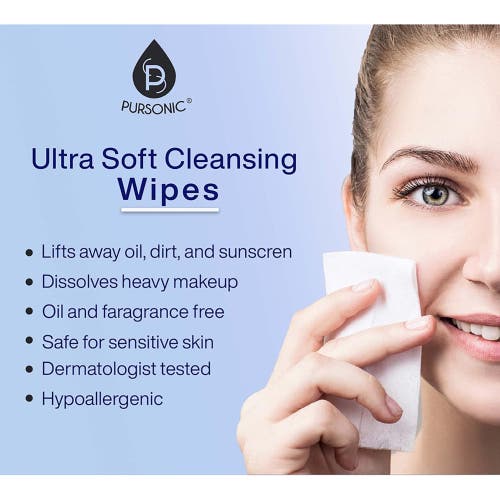 Pursonic Makeup Removal Wipes 12 Pack In Pink