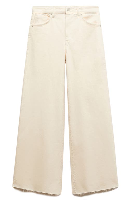 Shop Mango Sharon Raw Hem High Waist Ankle Culotte Jeans In Lt Pastel Brown