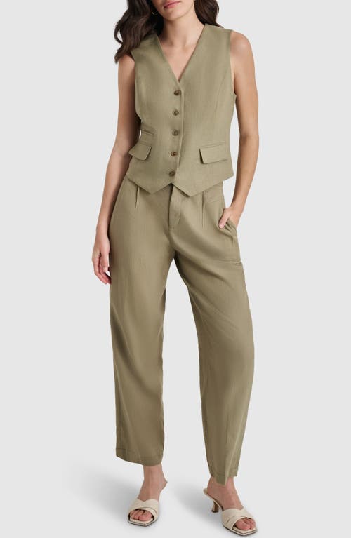 Shop Dkny Pleated Straight Leg Trousers In Light Fatigue