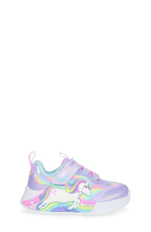 Skechers Girls Lilac Kids Unicorn Dreams Light-up Metallic-woven Trainers 4-9 Years In Lavender/multi