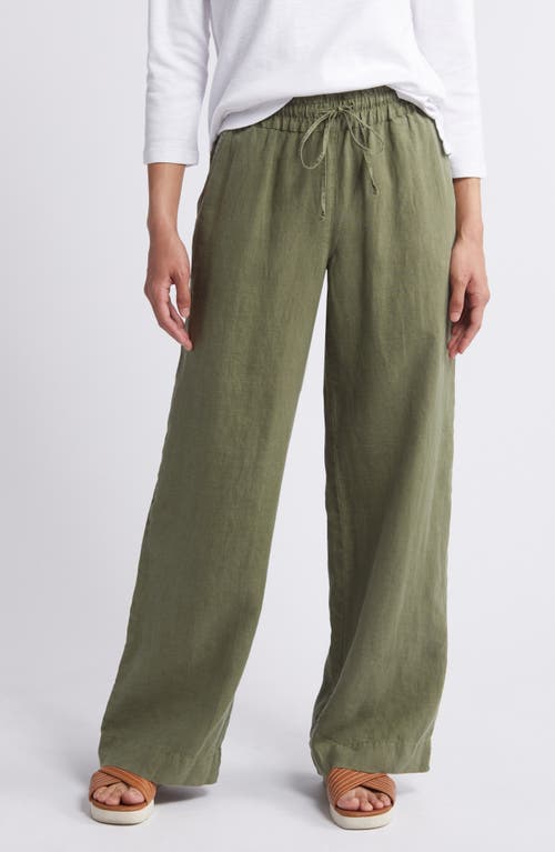 Shop Tommy Bahama Two Palms High Waist Linen Pants In Dark Fern